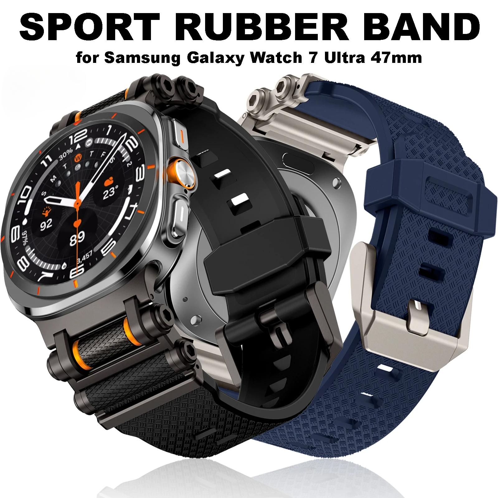 

Rubber Sports Strap for Samsung Galaxy Watch 7 Ultra 47mm Silicone Band Bracelet for Galaxy Watch Ultra 47mm Replace Accessories Galaxy Watch 7 Ultra & A чорний