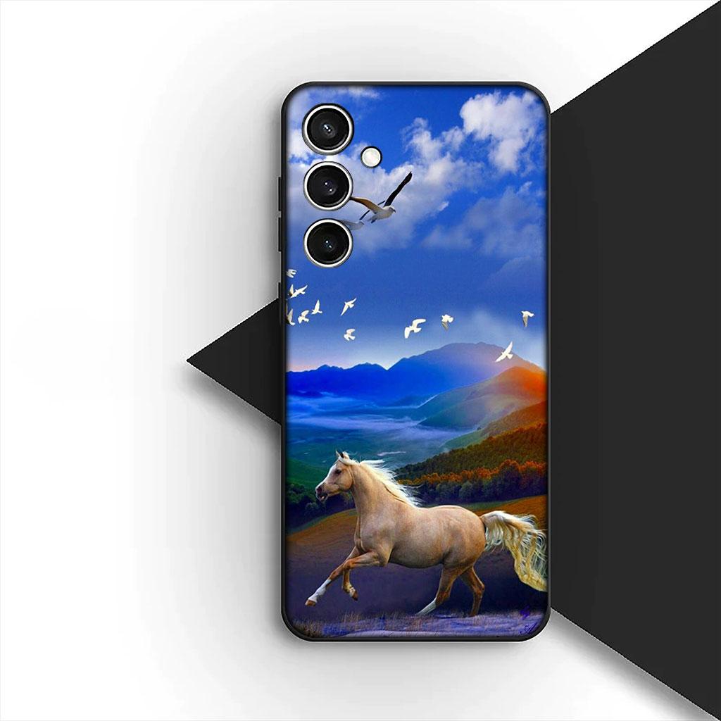 Phone Cover for Samsung Galaxy S25 S24 S23 FE Ultra Plus S7 Edge S25+ S23+ A56 5G Casing Soft Case Running Wild Horse Wallpaper
