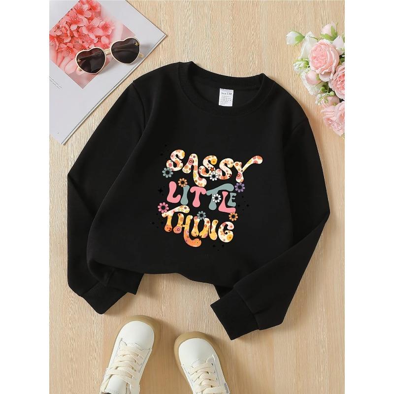 Kids Sweatshirt,Crewneck Sweatshirt,Floral Pattern with Colorful Letters Machine Washable,Spring And Autumn,Sportswear,Casual Wear,Soft , Comfortable