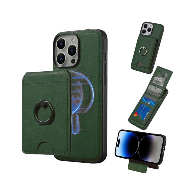 

2 в 1 кожаный держатель-кошелек с магнитным чехлом Magsafe для IPhone 16 15 14 13 12 Pro Max Plus 16e E 16Pro Mag Safe Stand Cover iPhone 15 Pro Max