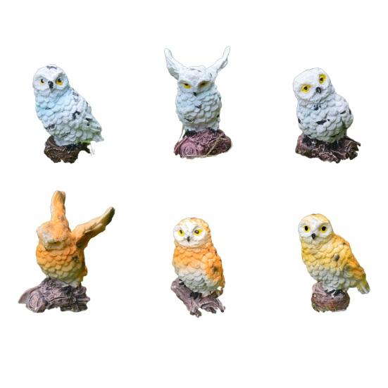 Mini Owl Figurine, Resin Tiny Owl Statue, Miniature Bird Ornament, Micro-Landscape Decoration for Succulents Planters Moss Bottles Fairy Garden