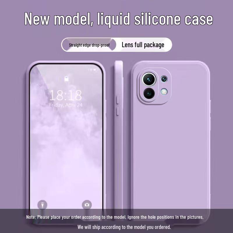 Custodia in Silicone Liquido Anti-Caduta Colore Solido per Xiaomi 11 Lite 5G NE