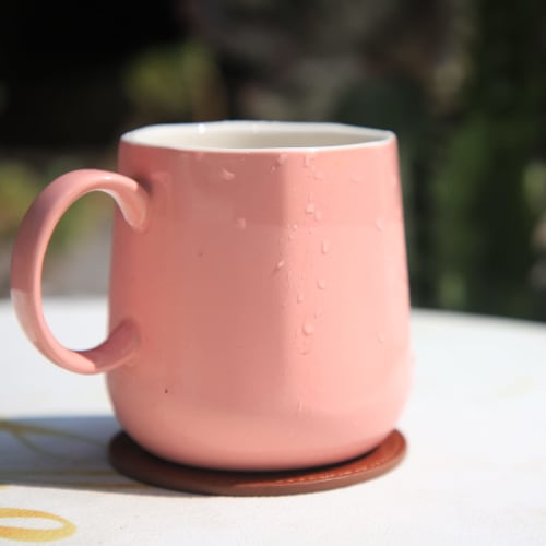 TOSSOW Coasters, PU Round Cup Mats with Storage Case, Waterproof and Heat-Resistant Pads, Set of 8 (Brown)