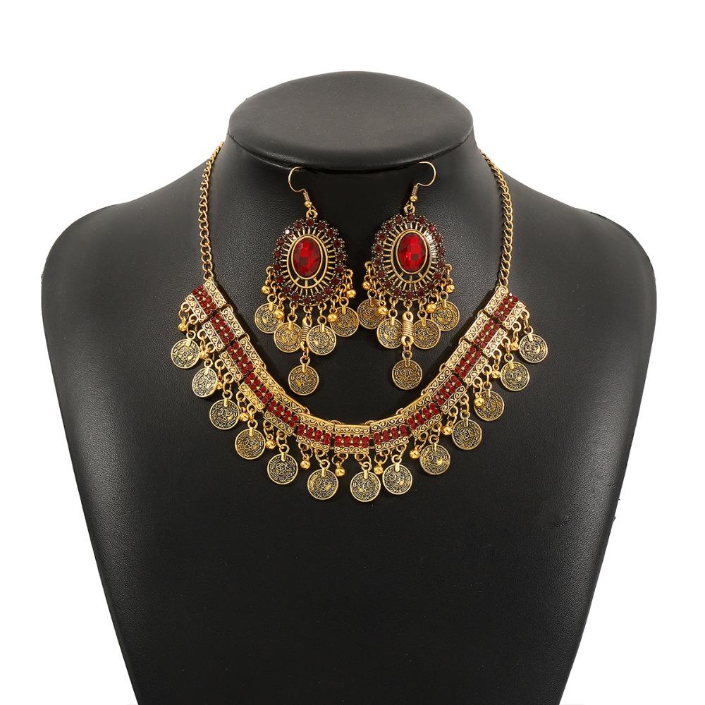 Korean Style Crystal Jewelry Set Turquoise Sparkling Necklace Sweet Rhinestone Tassel Earring  Gift