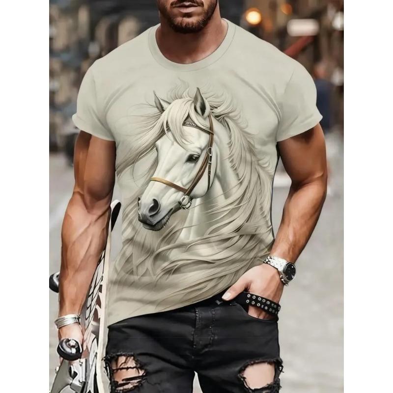 Haut imprimé tendance décontracté ample à manches courtes et col rond pour garçons