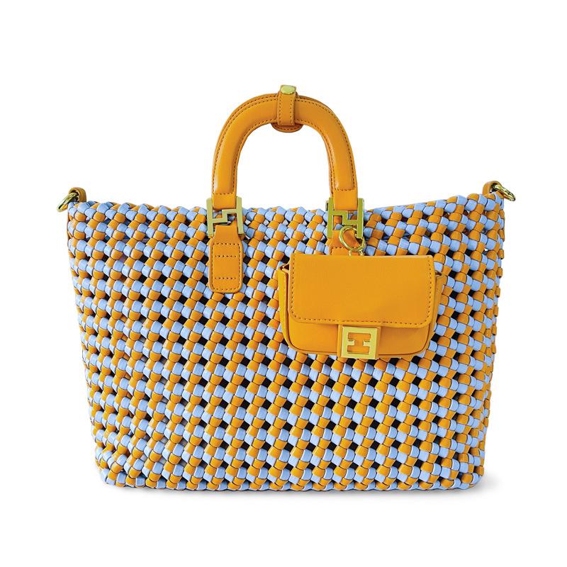 Summer Casual, Versatile Large-capacity Tote Handbag, Hand-woven Bag, Simple Three-piece Set, Single-shoulder Crossbody Bag