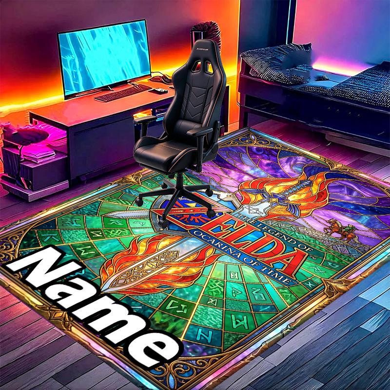 Custom Name Personalized The Legend of Zelda Print Carpet, Versatile Home Decor Rug, for Playroom, Apartment, Balcony, Entryway, Hallway Gift