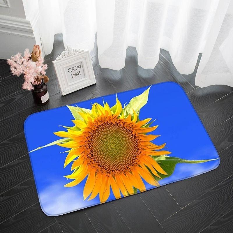 

Kitchen Mat with Sunflower Pattern Hallway Non-slip Rug Suitable for Kitchen Living Room Porch Balcony Spring Home Decor Welcome 40cm x 60cm