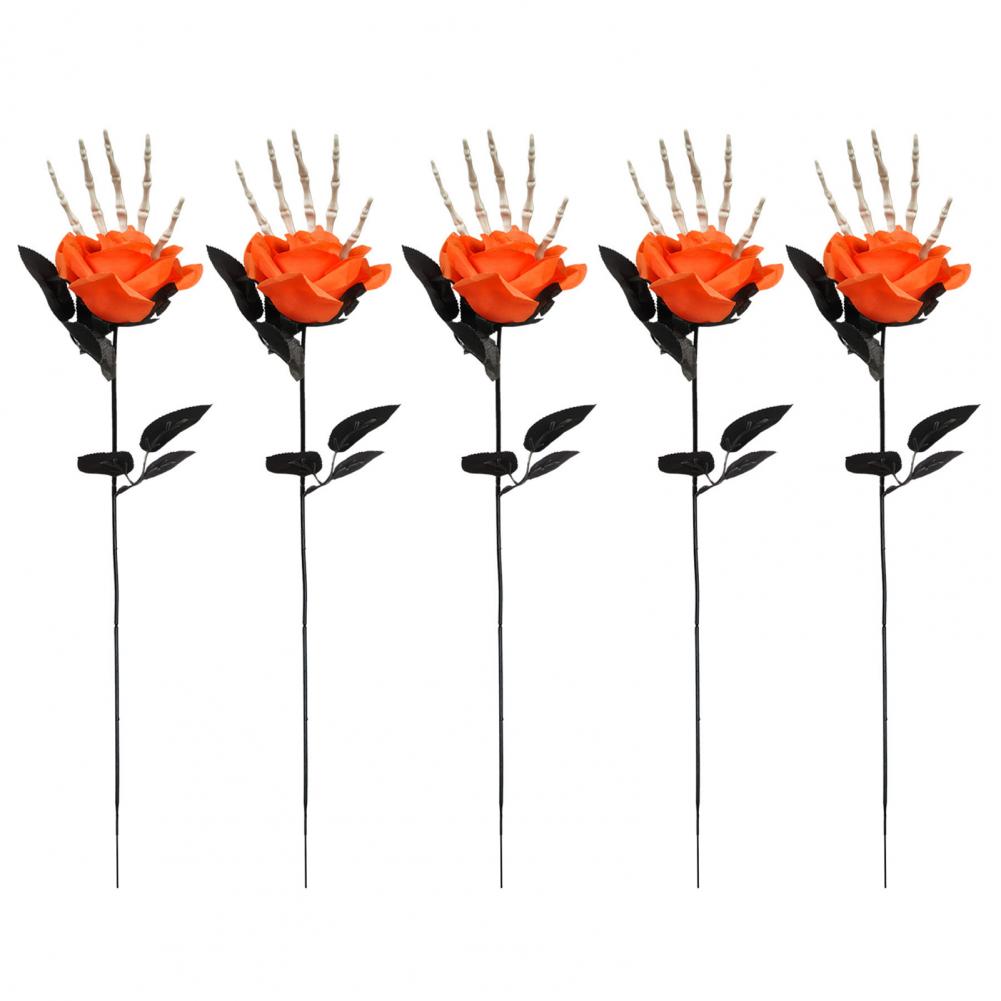 Artificial Roses with Skeleton Hands Halloween Decoration Flowers Halloween Decor 5pcs Skeleton Hand Simulation for Decoration
