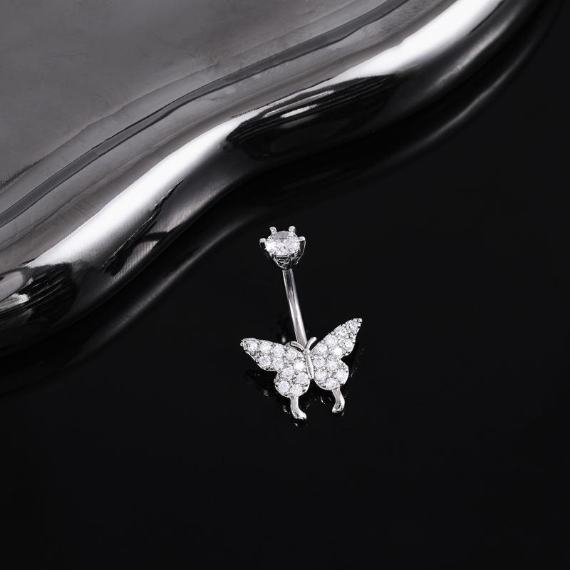 Butterfly Zircon Belly Button Rings Y2K Girls Piercing Navel Nail Body Jewelry For Women Fashion Body Piercing Jewelry Gift