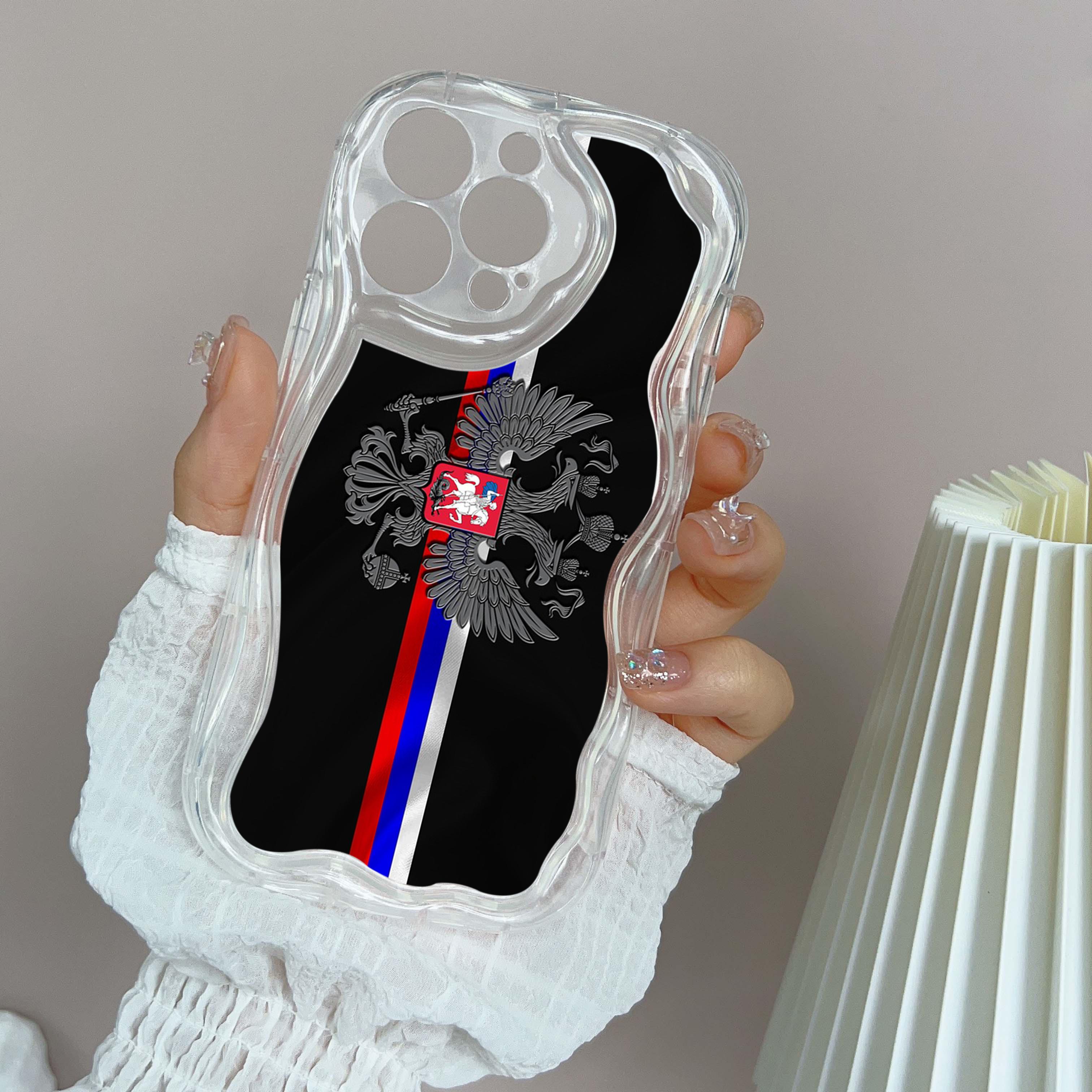 

LZ15 Эмблема России дизайн Прозрачные мягкие волнистые чехлы для телефонов для iPhone 15 13 Pro Max 12 mini 14 8 Plus XS Max XR 6 Защитная задняя крышка for iPhone 15 Plus