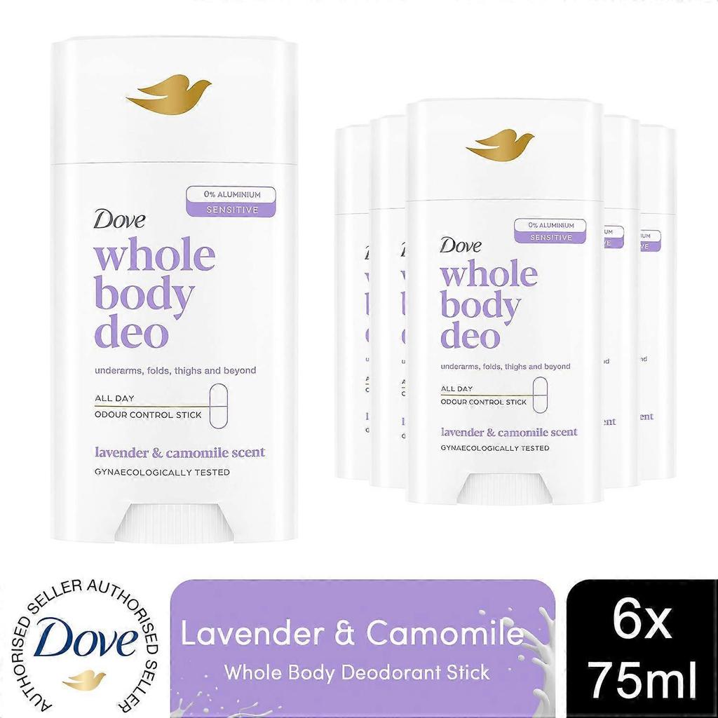 Dove Deodorante Stick Corpo Intero Lunga Durata Freschezza Lavanda e Camomilla 75ml, Confezione da 6