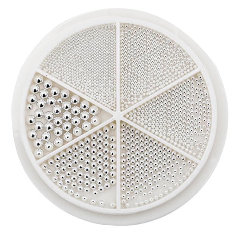 6 Отделений Бусины для Ногтей Круглые Шармы для Ногтей Металлические Шармы для Нейл-арта Принадлежности для Ногтей Украшения для Нейл-арта для Женщин