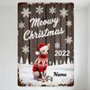 Christmas Metal Sign Meowy 2022 with Sphynx Cat In Santa Hat Festive Decor Rustic Aged Wall Art for Home Pub Cafe, Custom Name A