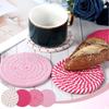 Pink Woven Coasters, 4.13in/10.5cm Round Pink Coaster for Desk Cute Coasters Set of 4 for Kitchen Dining Coffee Table Desk Accessories Aesthetic