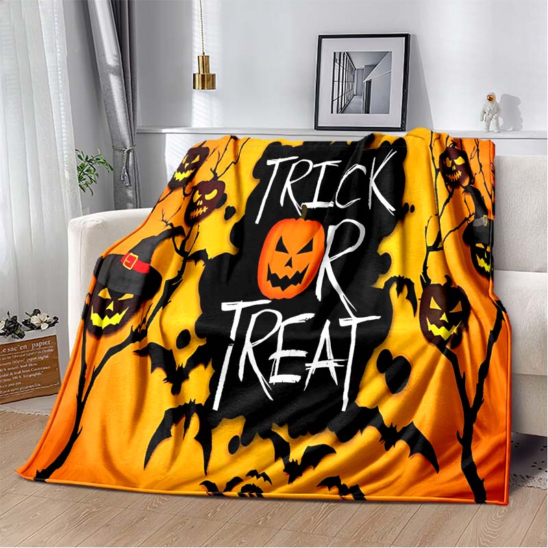 Halloween Terrifying Pumpkin Surprise Soft Blanket Home Room Sofa Bed Warm Travel Picnic Leisure Office Oversized Gift Blanket
