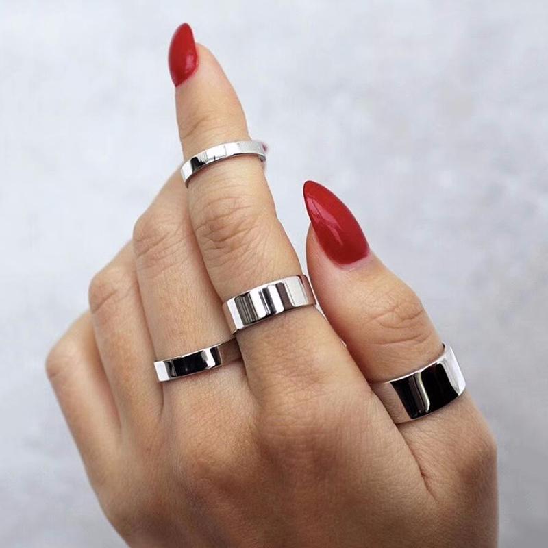 Chic Simple Women Rings Stainless Steel Plain Band 2/4/6/8/10mm Tube Shape Ring Candid Jewelry