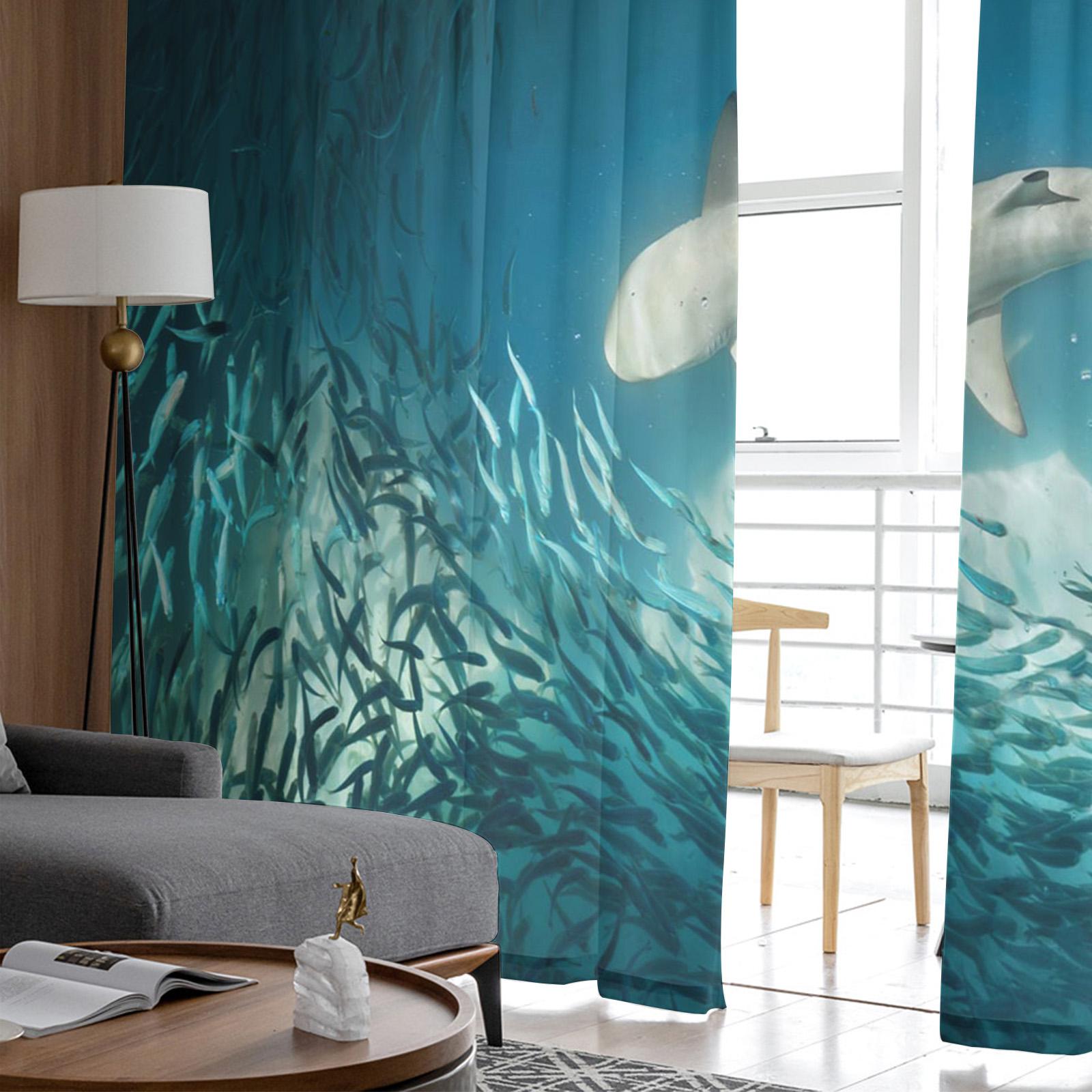 Тюлевые шторы с изображением акулы — фото 5