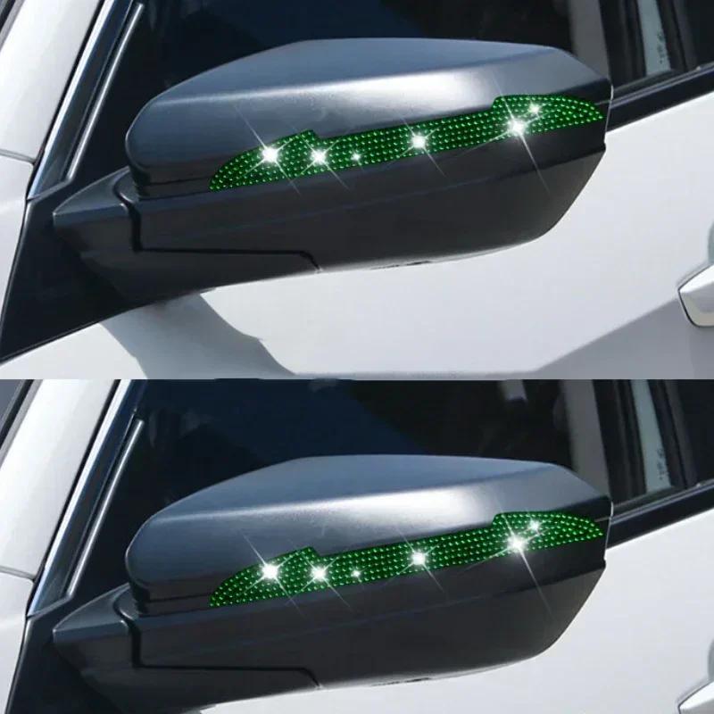 2/4PCS Diamond Car Rear View Mirror Sticker Universal Handle Car Rearview Mirror Door Edge Protector Bling Decoration Decals