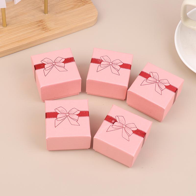 5Pcs Bow Jewelry Box Ring Earrings Bracelets Necklace Organizer Paper Jewelry Gift Packaging Box Wedding Proposal Supplies