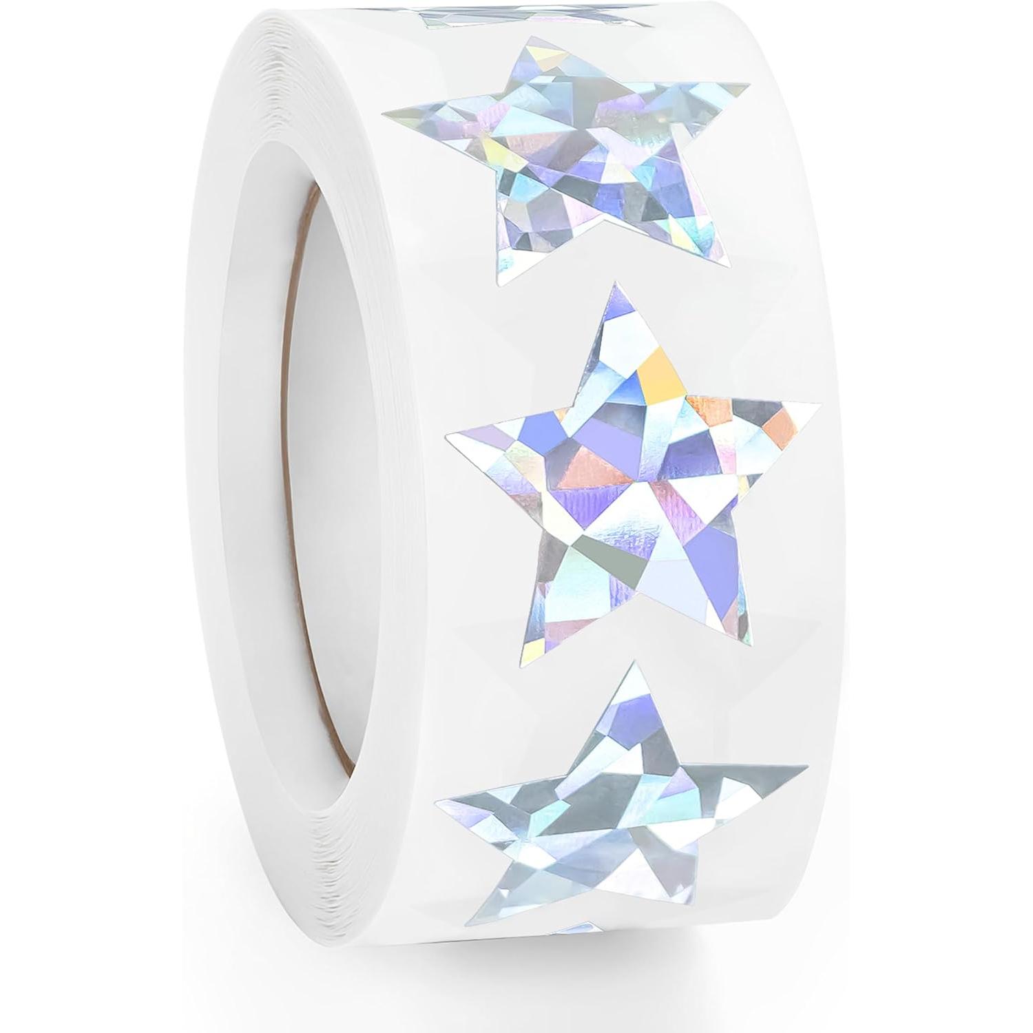 100-500pcs Holographic Silvery Star Sticker Party Gift Wrapping Label Scrapbook Cartoon Rewards Stationery Stickers