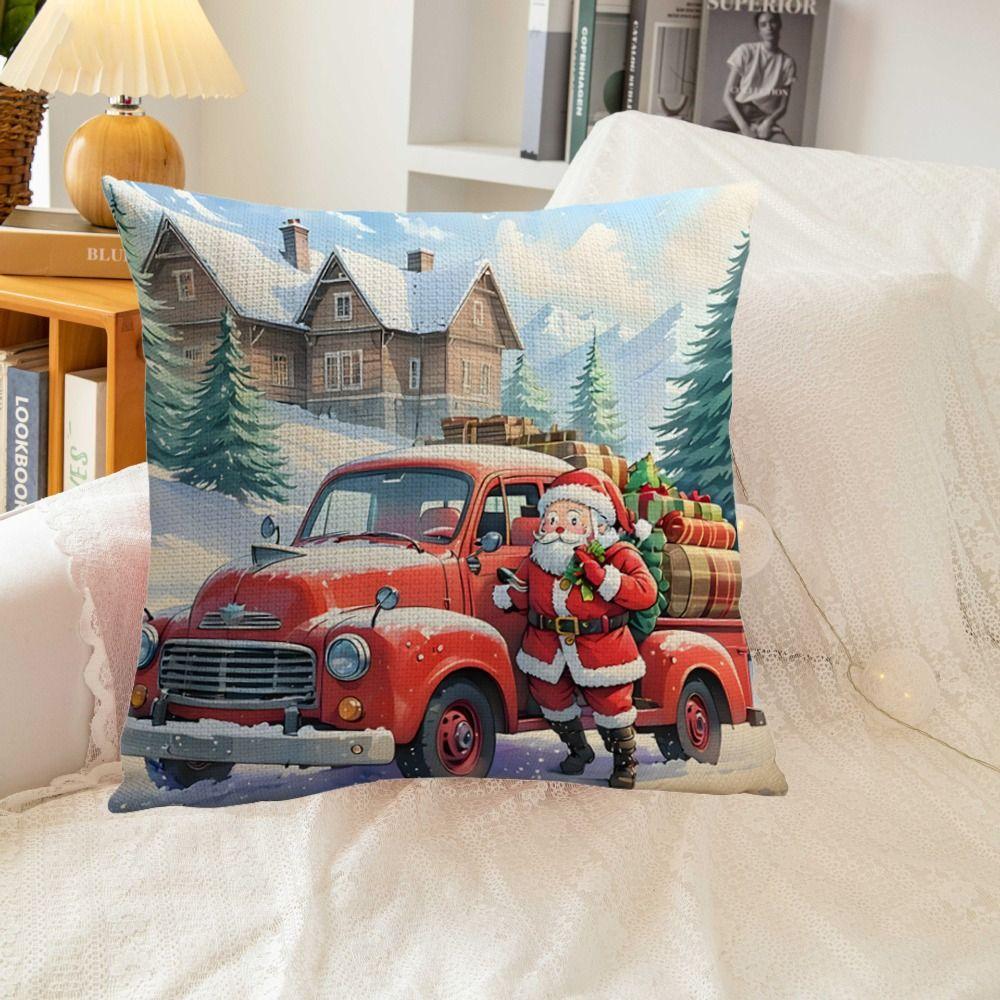 Flax Merry Christmas Pillow Cover Luxury Xmas Throw Pillow Case Christmas Cushion Cover  Bed