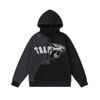 Foreign trade new rainbow color matching letter embroidery velvet loose hooded sweater casual trousers set men and women the same style