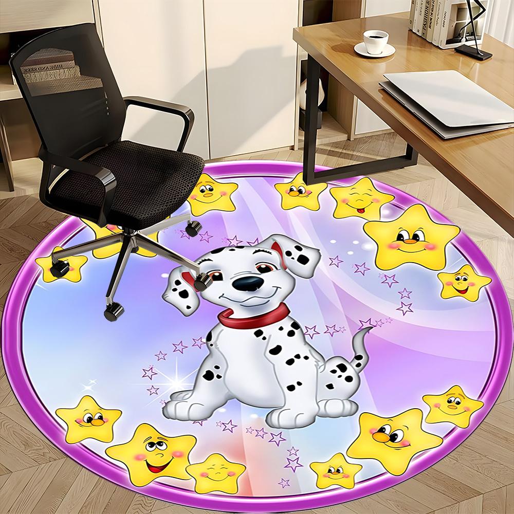 1pc Dalmatian, Starry Night Carpet for Office Non-Slip, Round Carpet, Soft & Comfortable, Carpet for Office, Lightweight Round Floor Mat