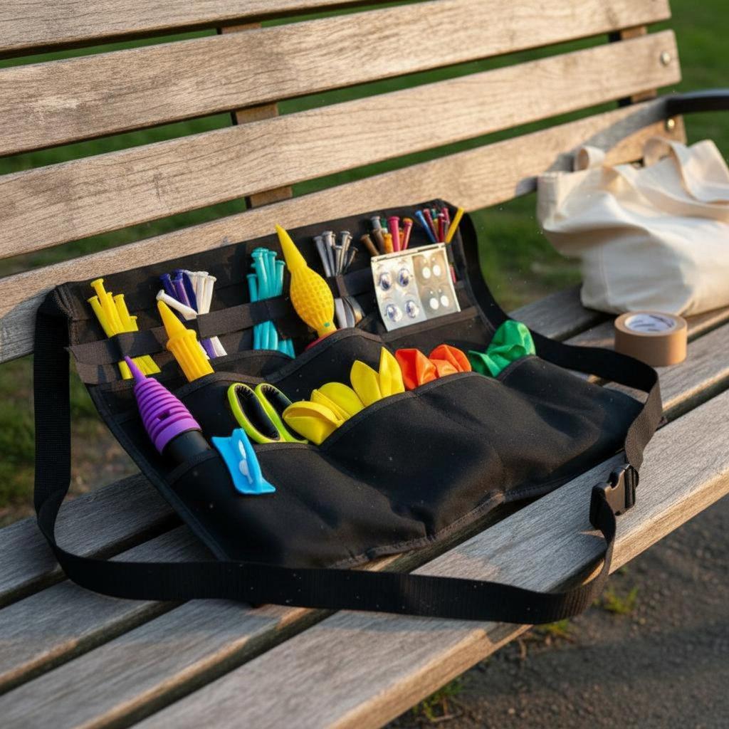 Clown Tool Apron Adjustable Waist Belt Balloon Organizer Material Pouch for
