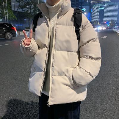Herren Herbst- und Winter Übergröße Wattierte Jacke Verdickte Kurze Jacke Locker Stehkragen Warme Oberbekleidung