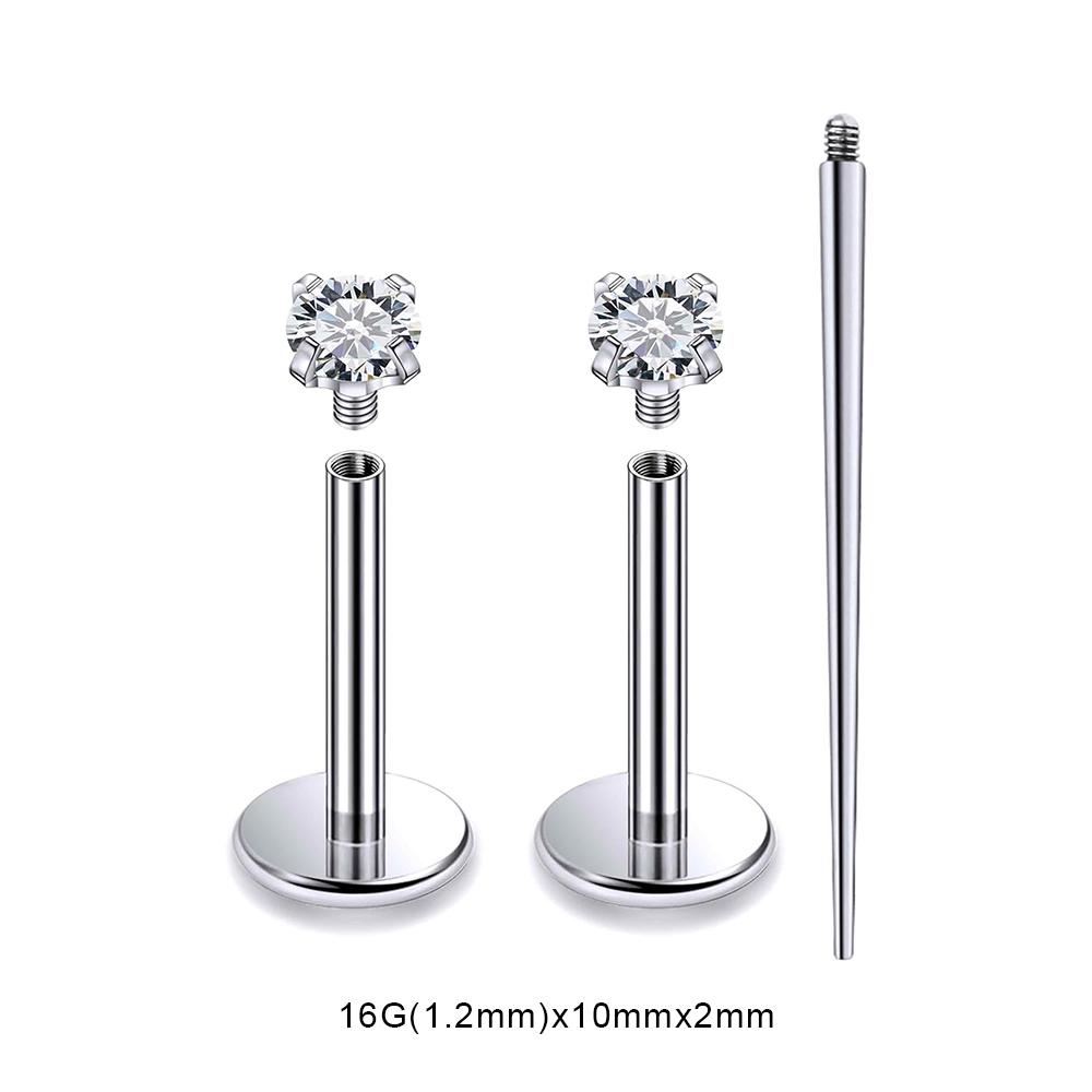 

3 PCS ASTM-F136 G23 Titanium Steel Labret Lip Piercing Men Women Round CZ Crystal Ear Cartilage Helix Piercings 6/8/10MM Round&Labret, Lip Piercing Jewelry&Ears