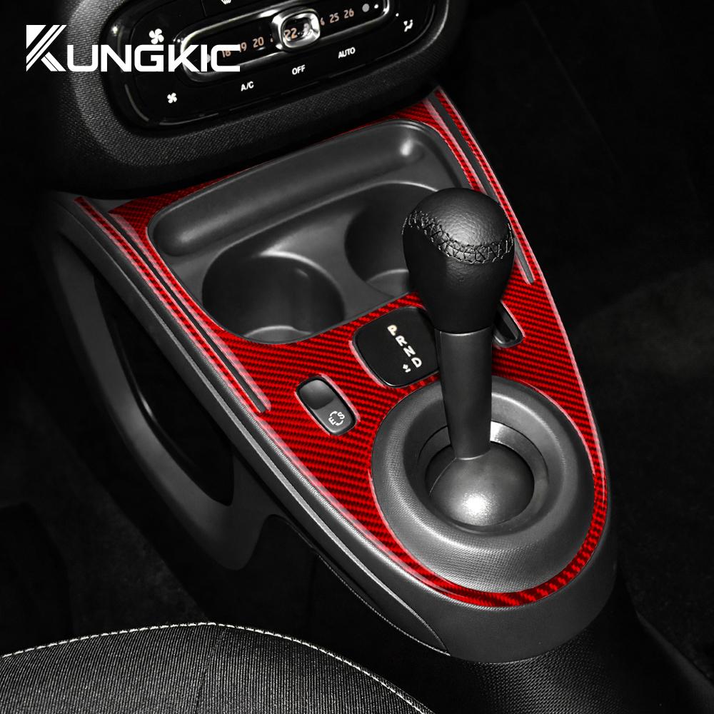 Real Soft Carbon Fiber for Mercedes Benz Smart 453 Fortwo/forfour 2016 2017 2018 2019 Car Gear Shift Panel Frame Trim Sticker