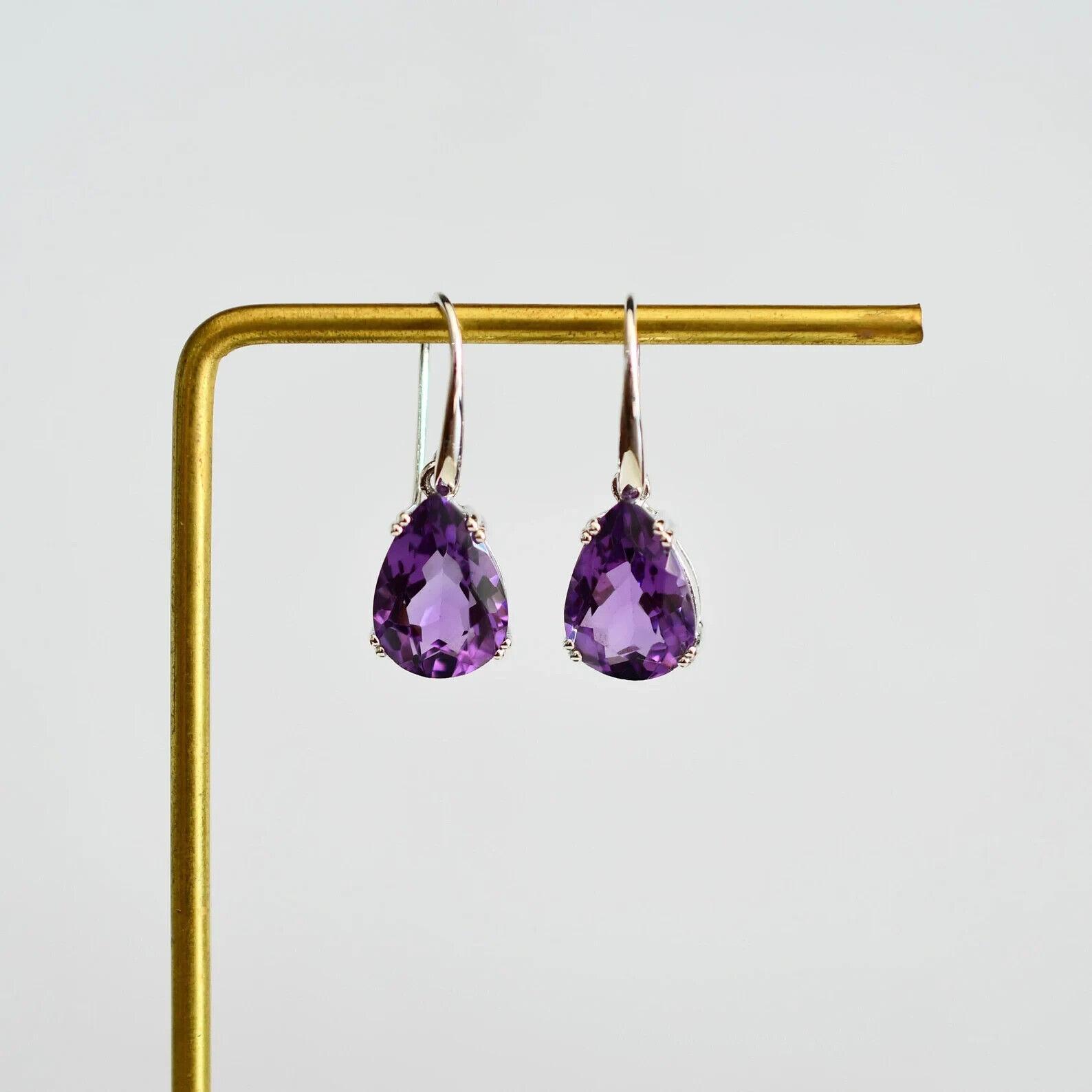 

Серьги с аметистом, камень февраля, 13 карат, эффектная подвеска, серьги-подвески