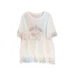 Plus Size Women's Loose Round Neck Mid-Length Short Sleeve T-shirt (Bust 150/160)