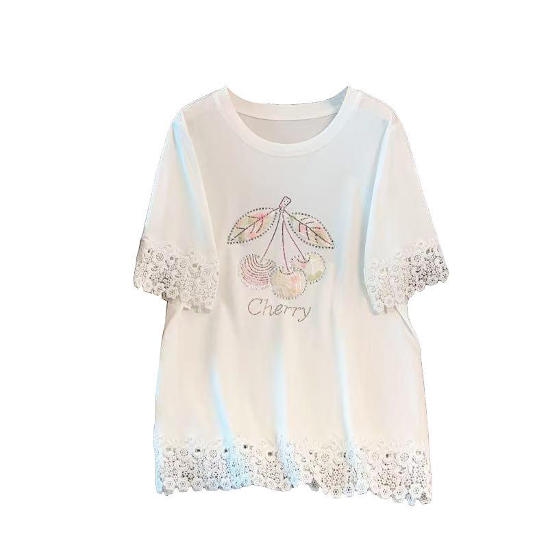 Plus Size Women's Loose Round Neck Mid-Length Short Sleeve T-shirt (Bust 150/160)