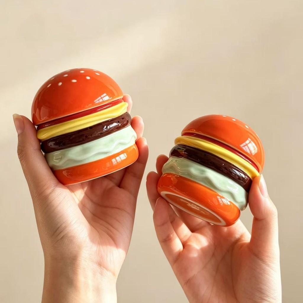 Creative Hamburger Shape Ceramic Toothpick Holder With Dustproof Storage For Home Use
