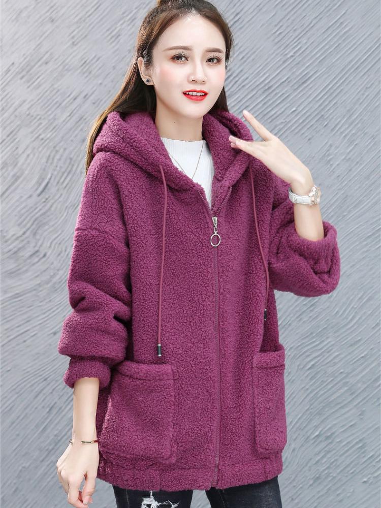 Hanorac de damă cu catifea groasă și cardigan coreean lejer cu fermoar pentru toamnă și iarnă