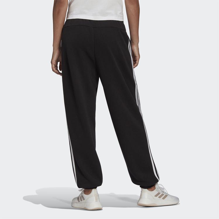 Adidas Logo Striped Retro Sports Lace-Up Casual Pants Women Bottoms Black HD4306