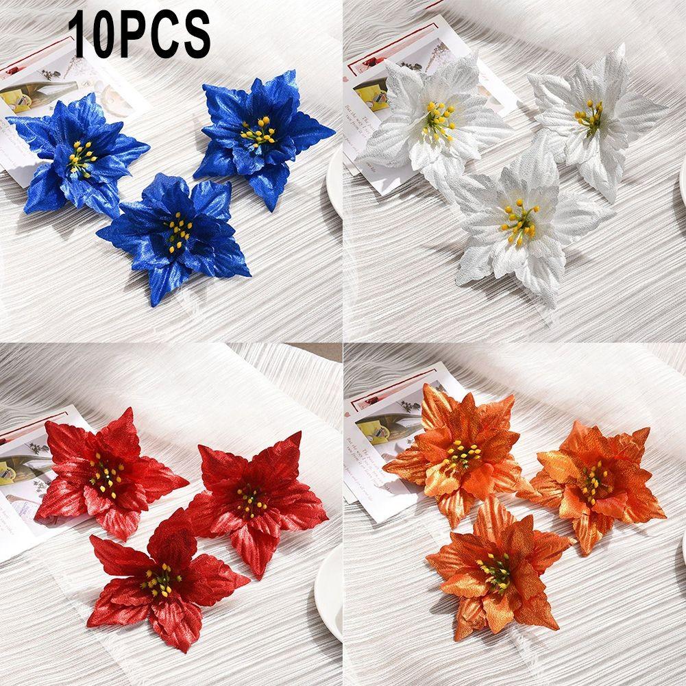 Glitrende juleblomsterdekorasjoner Pakke med 10 for minneverdige festligheter