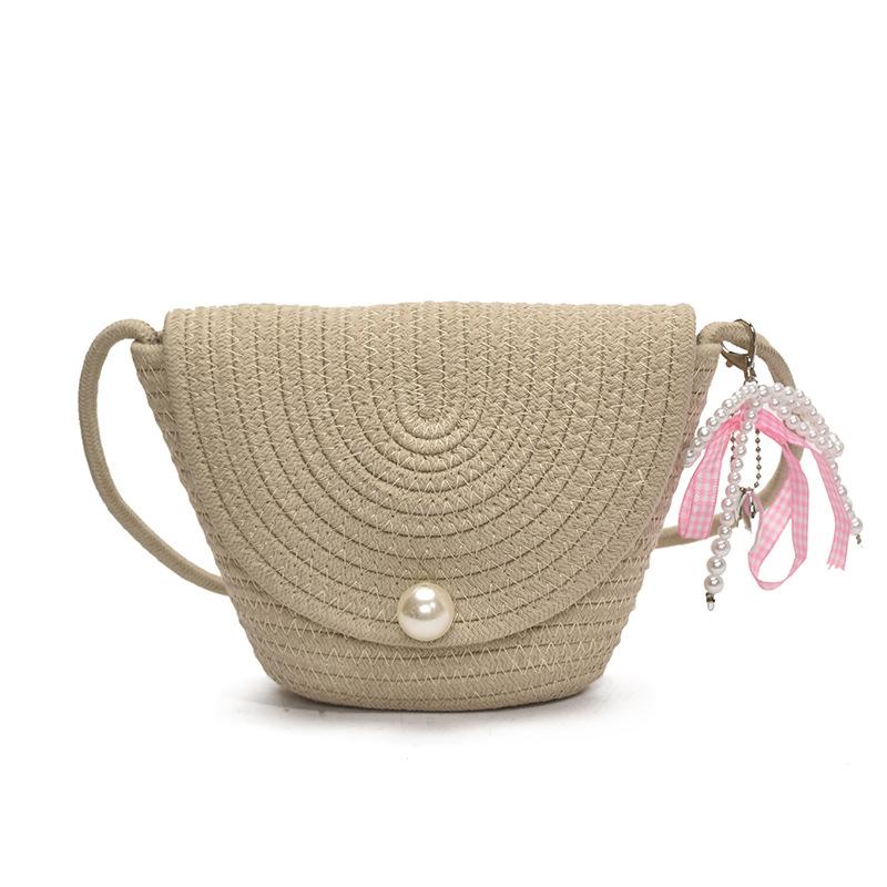 Summer Retro Woven Bag Women's 2025 New Fashion Versatile Mini Bucket Bag Vacation Beach Bag Messenger Bag