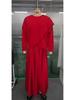 European & American Winter Round Neck 5-Point Sleeve Solid Color Elegant Dress