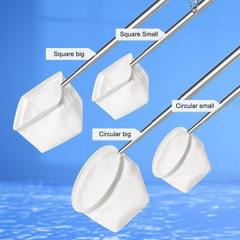 Flexible Aquarium Fish Tank Catch Net Fishnet Retractable Fish Scoop Long Handle Cleaning Tool Stainless Steel Catching Fishnet