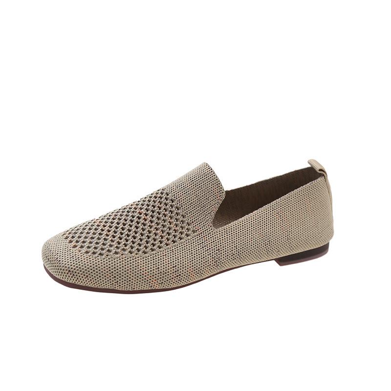 Women's Summer Breathable Flat Shoes 2024 New Fashion Slip-on Soft-soled Shoes Casual Low Heel Square Toe Barefoot Woman Shoes