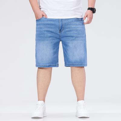 Pantaloni da uomo taglie forti per cross-border, pantaloni corti da uomo estivi, pantaloncini di jeans da uomo, dritti, larghi, elastici, a vita media, uomo