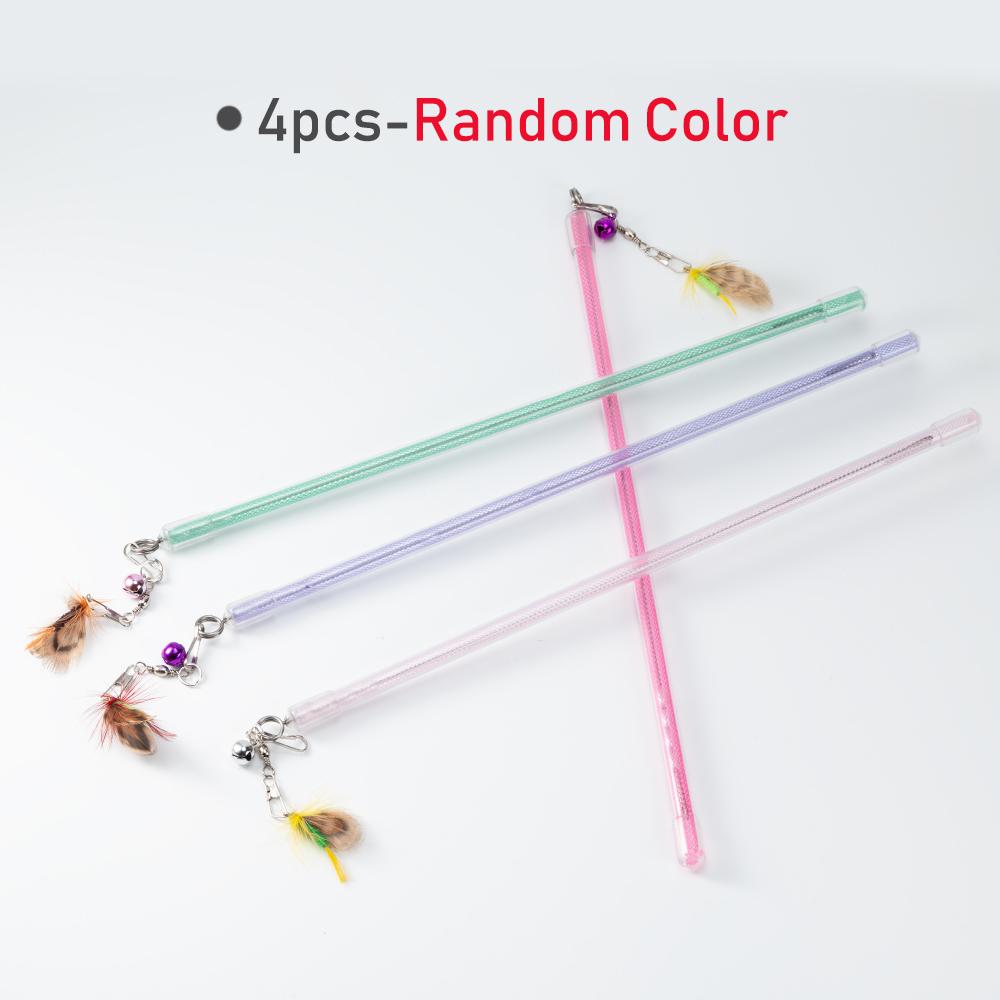 Short Funny Cat Stick Simulated Little Insects Feather Cat Toy Kitten Interactive Pet Toy