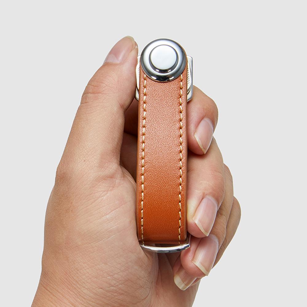 High-Grade Leather Stainless Steel Keychain Car Key Rings Holder Case Small Portable Housekeeper Key Organizer Bag Key Wallet