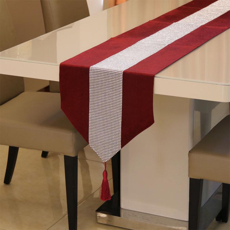 Diamante Strip Table Runner Table Flag with Tassel for Home Table Decoration 32CMX180CM