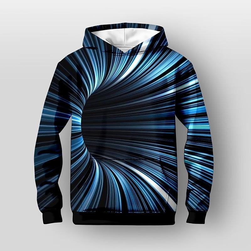 Boys 3D Optical Illusion Hoodie Long Sleeve 3D Print Fall Winter Active Sports Fashion Kids 3-13 Years Outdoor Daily Indoor Regular Fit