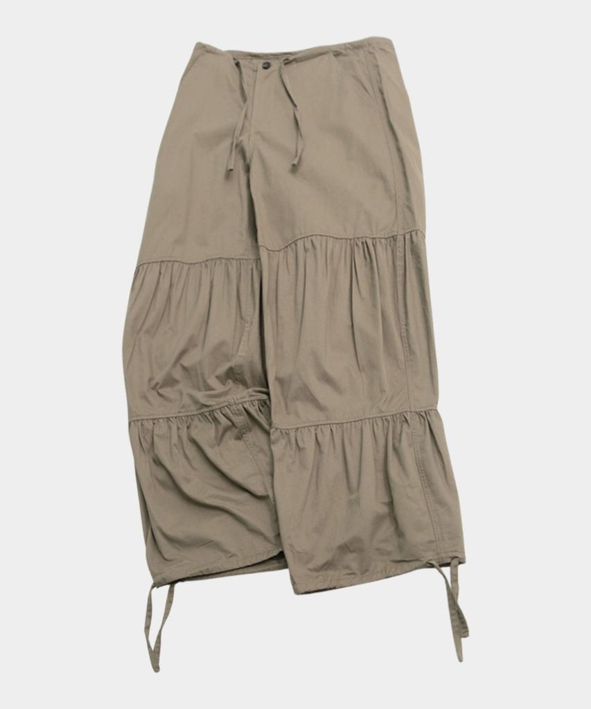 SOME PLACE Balloon Fit Wide Cotton Basic Pants With Shirred Cut-Out Strap Pocket Details_3 Colors