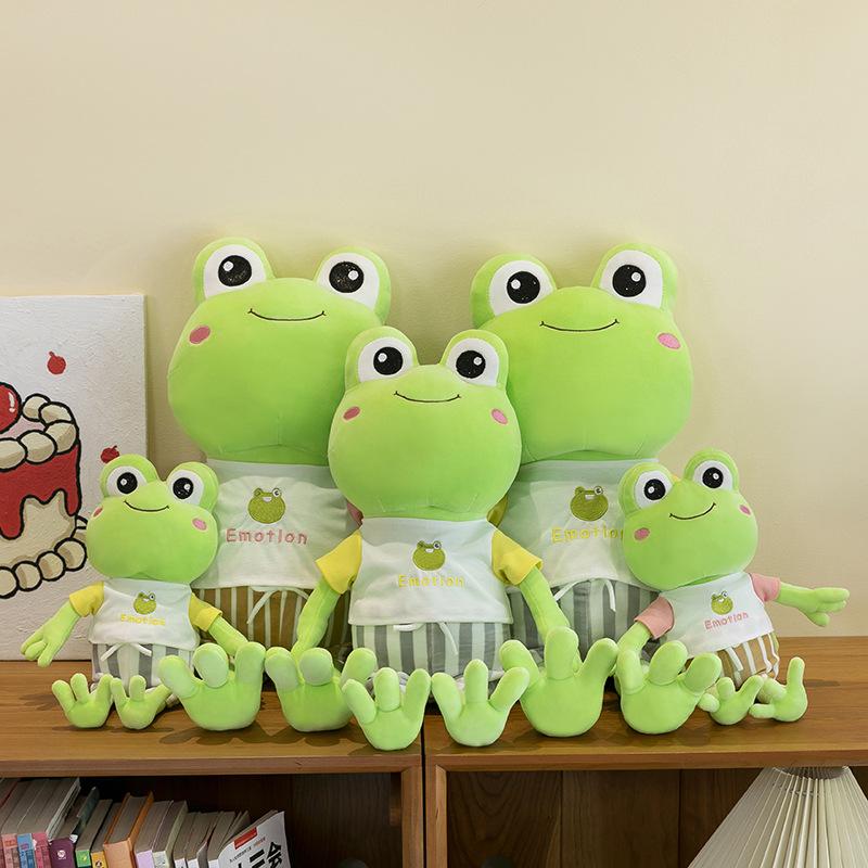Cute dressing little frog plush toy doll summer frog doll birthday gift grab machine gift